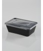 MICROWAVE CONTAINER BLACK  WITH TRANSPARENT LID 750cc