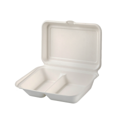 FOOD CONTAINER BIODEGRADABLE 2-COMPARTMENTS 23Χ15cm/125pcs.