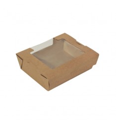 AUTOMATED KRAFT PAPER SALAD CONTAINERS WITH PET WINDOW (17,5Χ13Χ6)
