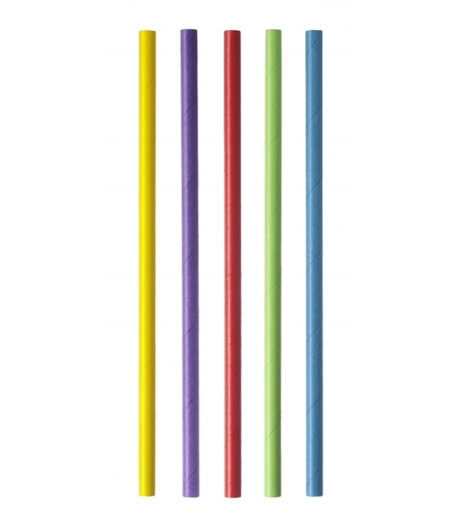 STRAIGHT MULTICOLOR PAPER STRAWS 1/1 PAPER WRAPPING/500pcs.
