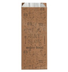 2-PLY GREASEPROOF + KRAFT PAPER BAGS "EAT SLOW" 10x31