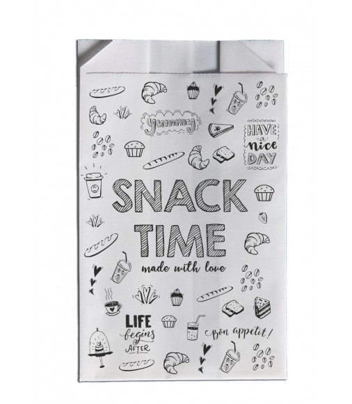 GREASEPROOF PAPER BAGS "SNACK TIME" 12x22