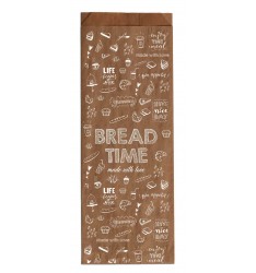 BROWN KRAFT PAPER BAKERY BAGS "BREAD TIME" 15X31