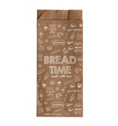 BROWN KRAFT PAPER BAKERY BAGS "BREAD TIME" 20X44
