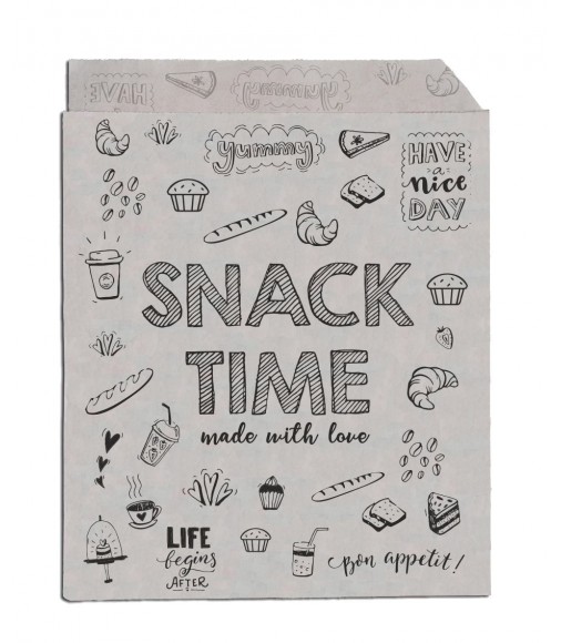 GREASEPROOF PAPER BAGS "SNACK TIME" 13x19