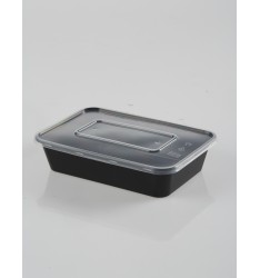 MICROWAVE CONTAINER BLACK  WITH TRANSPARENT LID 500cc